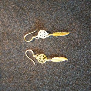 Gold plated sterling silver dream catcher earrings